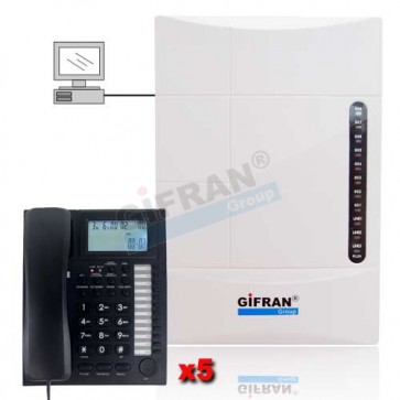 Centralino telefonico 8 interni per uffici studi e aziende -kit centralino completo di 5 telefoni