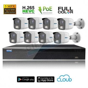 kit videosorveglianza 8 telecamere POE 5MPX grandangolo