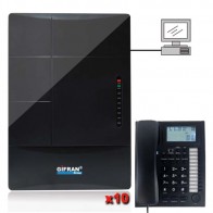 Kit Centralino telefonico 4 linee esterne 32 interni completo di 10 telefoni Professionali