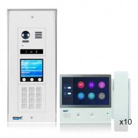 Kit videocitofono condominiale  per medio e grandi condomini con pulsantiera e 10 monitor 7 pollici touch screen con cornetta