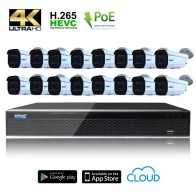 Kit Videosorveglianza IP POE 16 Telecamere CMOS Starvis 8 MPX (4K) con focale variabile motorizzata completo di disco 1000 GB