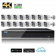 Kit Videosorveglianza Ultra AHD 16 telecamere 8 MPX (4K) / 5 MPX completo di disco 1000 GB