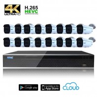 Kit Videosorveglianza Ultra AHD 16 Telecamere 8 MPX (4K) / 5 MPX con focale variabile motorizzata completo di disco 1000 GB