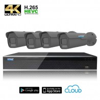 Kit Videosorveglianza Ultra AHD 4 Telecamere 8 MPX (4K) / 5 MPX con focale variabile motorizzata completo di disco 1000 GB