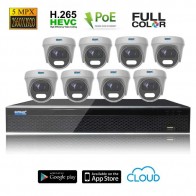 Kit Videosorveglianza IP POE 8 Telecamere DOME Full Color CMOS Starvis 5 MPX grandangolo completo di disco 1000 GB