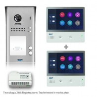 Kit videocitofono bifamiliare con pulsantiera e monitor 7 pollici Touch screen