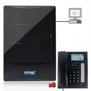 kit centralino telefonico per  hotel e alberghi 16 interni e 4 linee completo di 8 telefoni professionali tipo panasonic