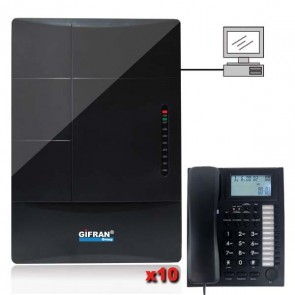 Centralino telefonico professionale 32 interni + 4 linee urbane completo di 10 telefoni professionali tipo panasonic