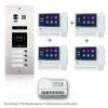 kit videocitofono 4 appartamenti con pulsantiera e 4 monitor con cornetta touch screen collegamento 2 fili